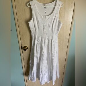 Vasna Desire White Tank Dress Renaissance Bubble Cotton MIDI Sz XL READ